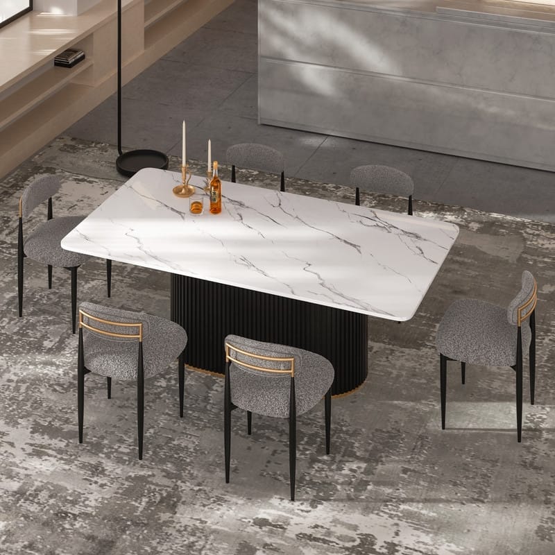 Mordern Fort 6-Piece Boucle Dining Chairs Set, Boucle Accent Armless Chair