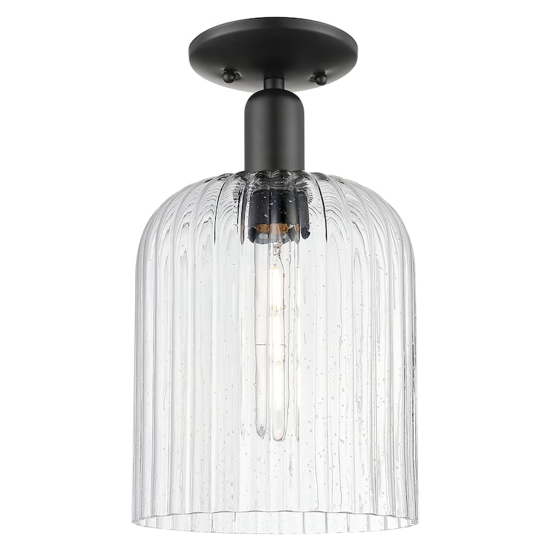Innovations Lighting Endless Possibilities Arcadia - Bridal Veil - 1 Light 8" Semi-Flush Mount - Seedy Shade/Matte Black