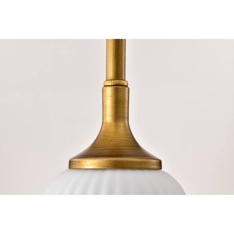 Solara Mini Pendant Natural Brass Finish Frosted Ribbed Glass - Natural Brass