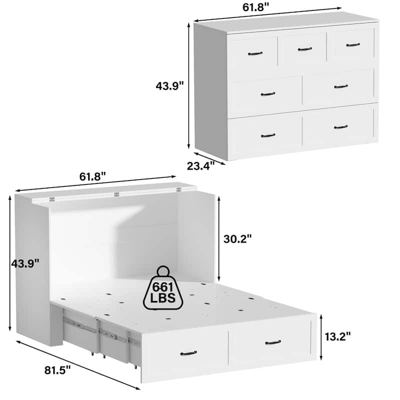 Full Size Bed Cabinet Dresser Bed w/ Drawer Convert into Cube Cabinet