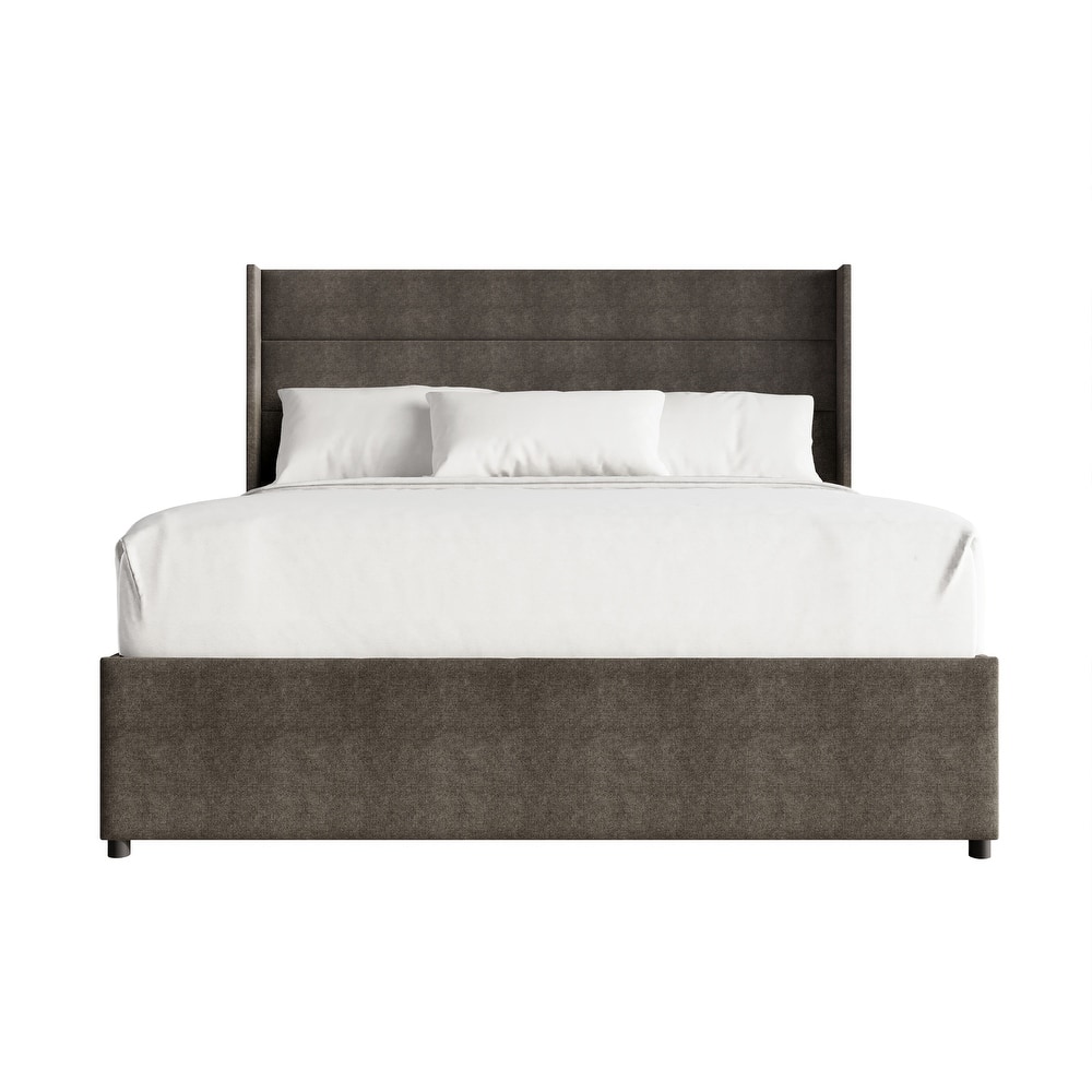 CraftPorch Modern Wingback Platform Lift Up Storage Bed