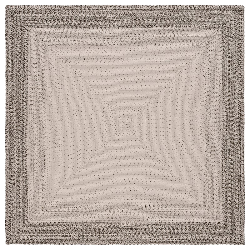 SAFAVIEH Handmade Braided Eiry Washable Indoor/Outdoor Rug - Weather Resistant & Easy Cleaning - 5' Square - Ivory/Grey