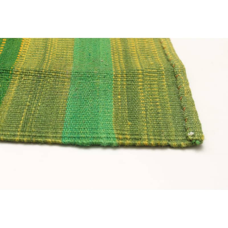 ECARPETGALLERY Flat-Weave Ankara FW Green Wool Kilim - 7'1 x 9'9
