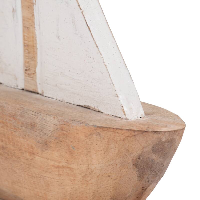 Albasia Wood Decorative Object Sailboat Handcrafted Nautical Accent