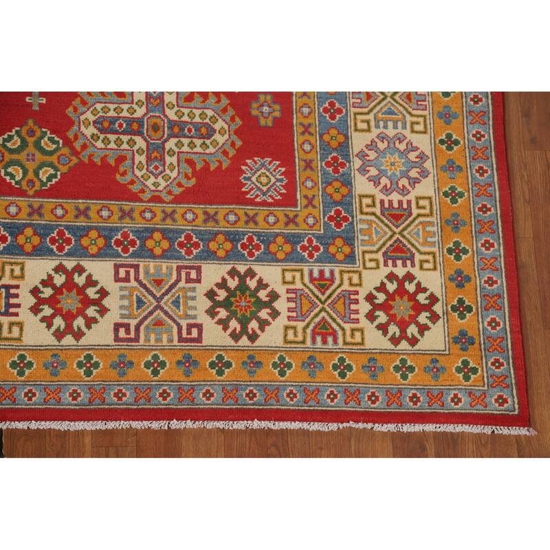 Geometric Kazak Oriental Area Rug Handmade Dining Room Wool Carpet - 8'1" x 10'3"