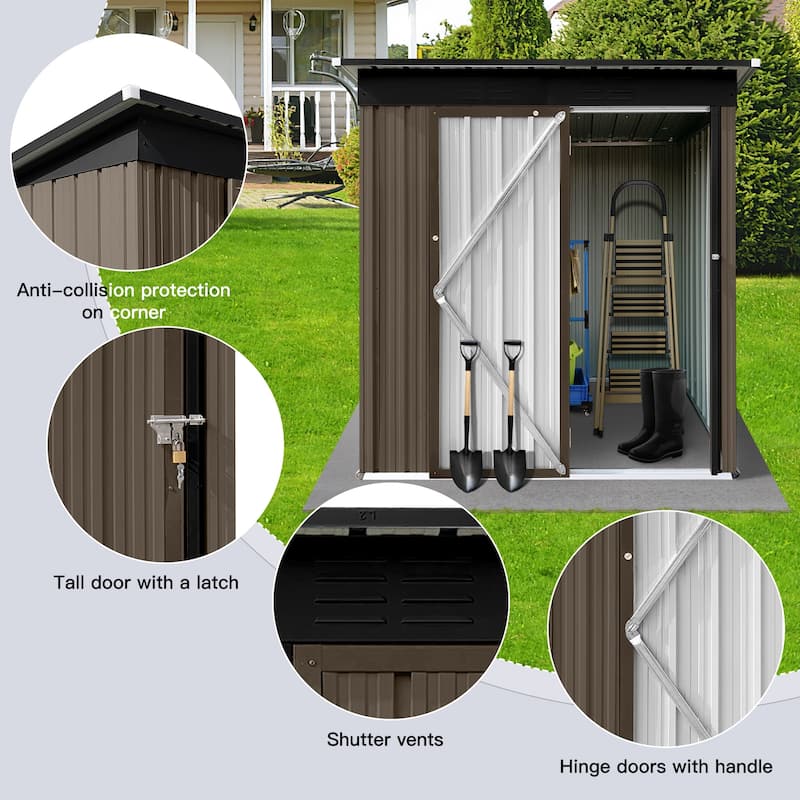 GDFStudio - Metal Garden Shed 5ft x 4ft Outdoor Storage Shed with Hinged Door and Padlock