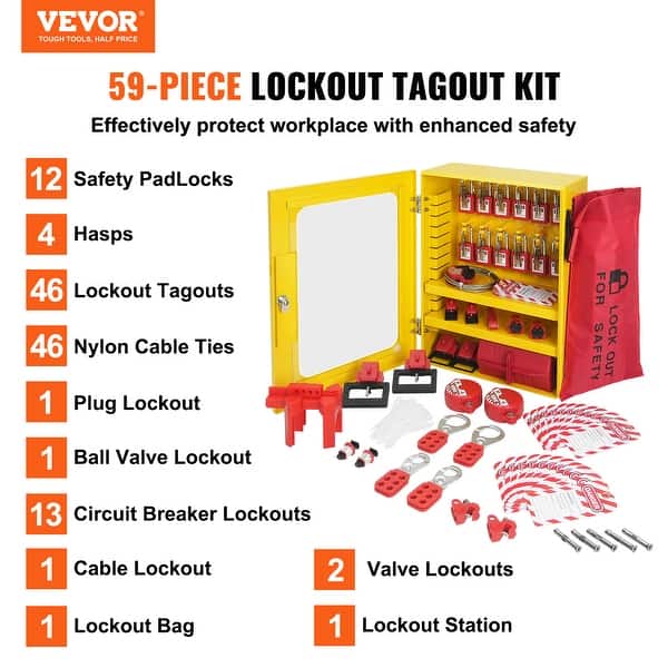 Lockout Tagout Kit Electrical Loto, Klem op Stroomonderbreker Vergrendeling, Groepslot -hasps, Lockout -tag, Universele Multi -paal Stroomonderbreker Vergrendeling Loto