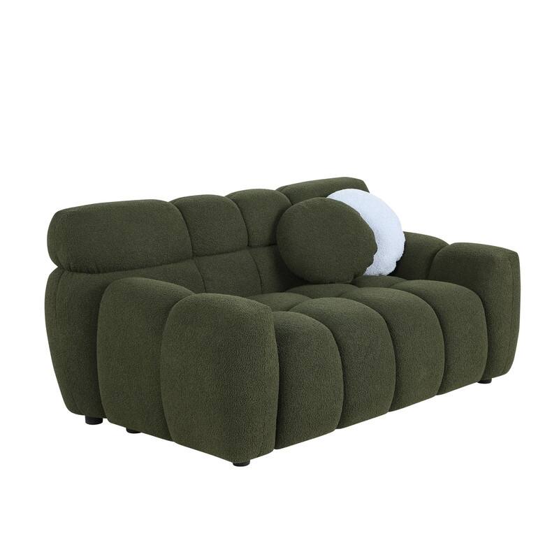 Two Sizes Of Teddy Velvet Upholstered Sofa