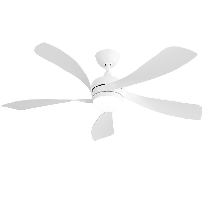52" White Smart Ceiling Fan with LED Light, App/Remote Control, 6-Speed Reversible DC Motor - Remote Control