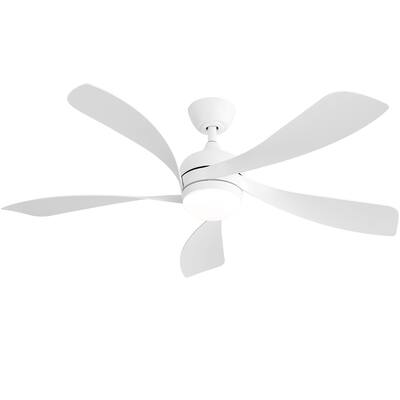52" White Smart Ceiling Fan with LED Light, App/Remote Control, 6-Speed Reversible DC Motor