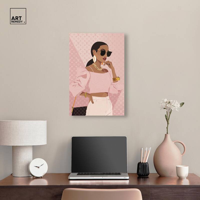 Simple Pink Look Canvas by Art Remedy, Gallery Wrapped