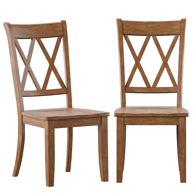 Ronda Double X Back Wood Dining Chairs (Set of 2) - Oak