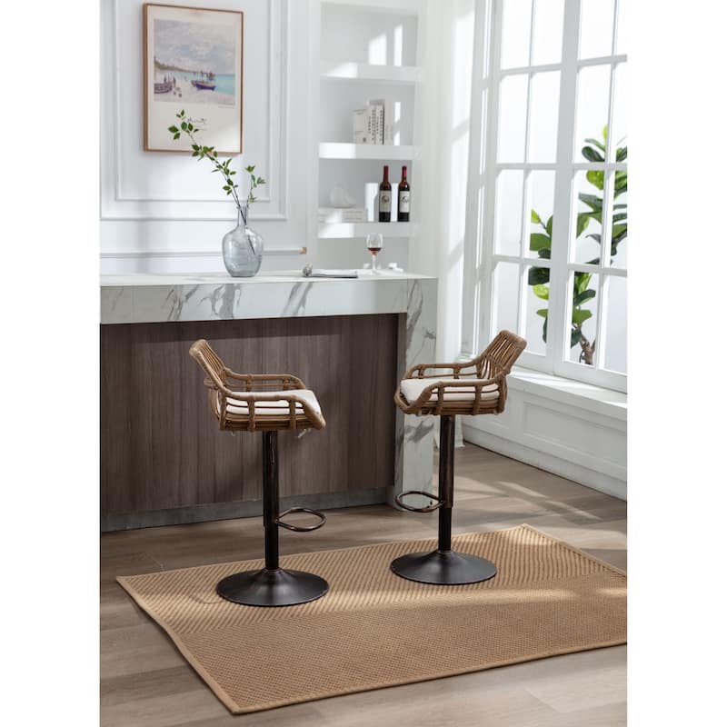 Swivel Bar Stools Set of 2 Adjustable Counter Height Chairs
