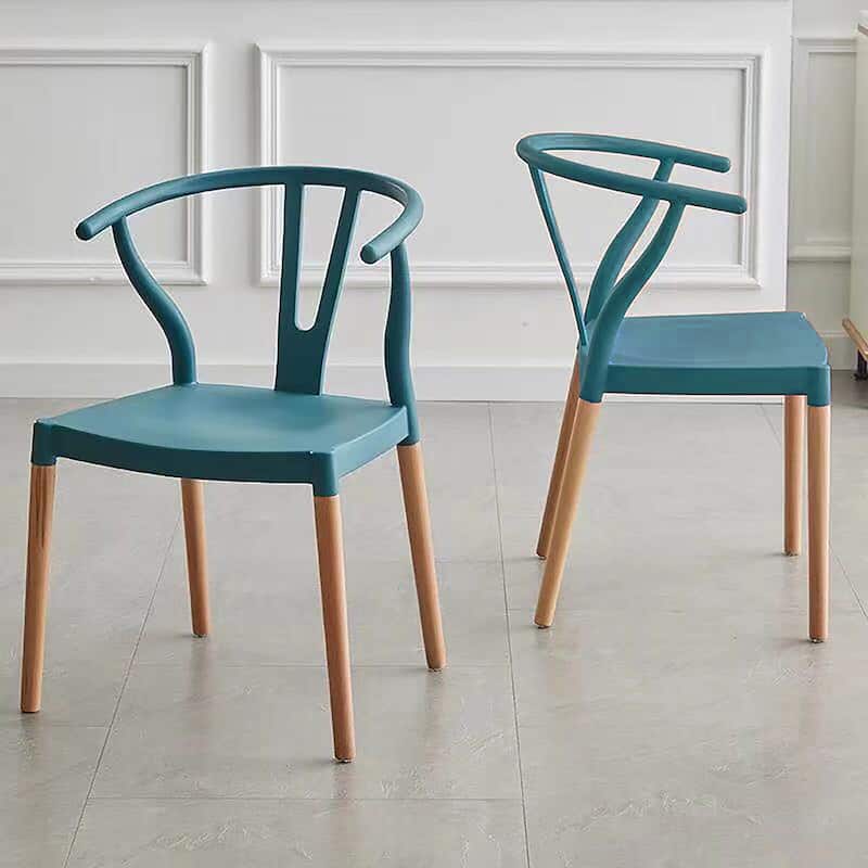 Porthos Home Lyra Plastic Dining Chairs with Beechwood Legs, Set of 2