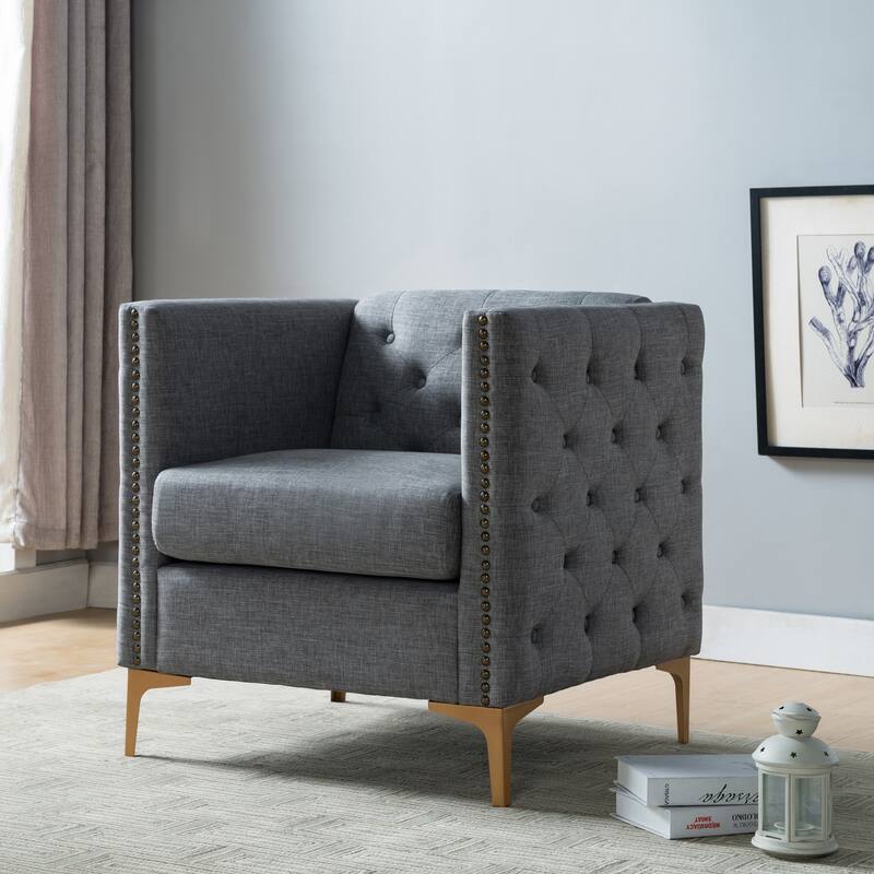 Batanovtsi Transitional Tufted Nailhead Trim Accent Chair by Copper Grove