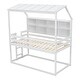 preview thumbnail 9 of 18, Twin House Loft Bed with Semi-enclosed Roof, Shelves and Ladder, White