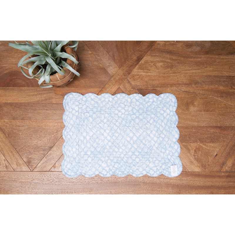 Shoreline Waters Scalloped Placemats Set of 6 Nautical Design, 13" x 19"