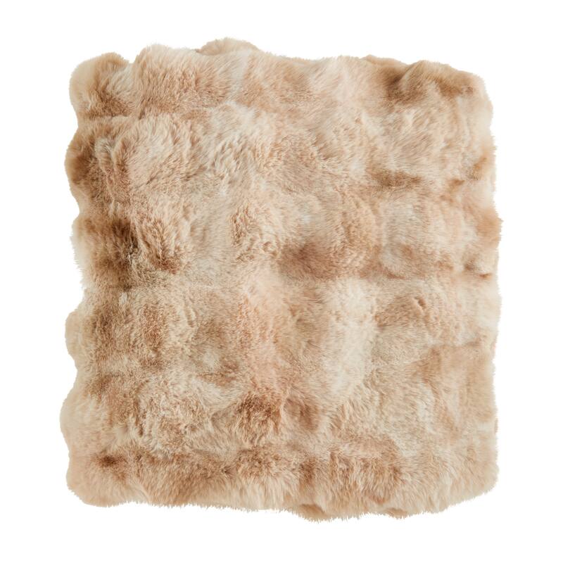 Plush Faux Fur Throw Blanket - Soft Lined Decorative Throw for Couch, Sofa, & Bed, 50"x60" - Natural