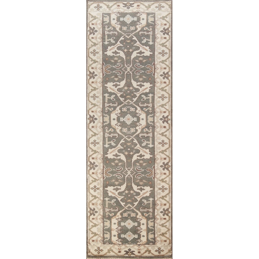 Gray Oushak Oriental Runner Rug Handmade Wool Carpet - 2'7" x 9'9"