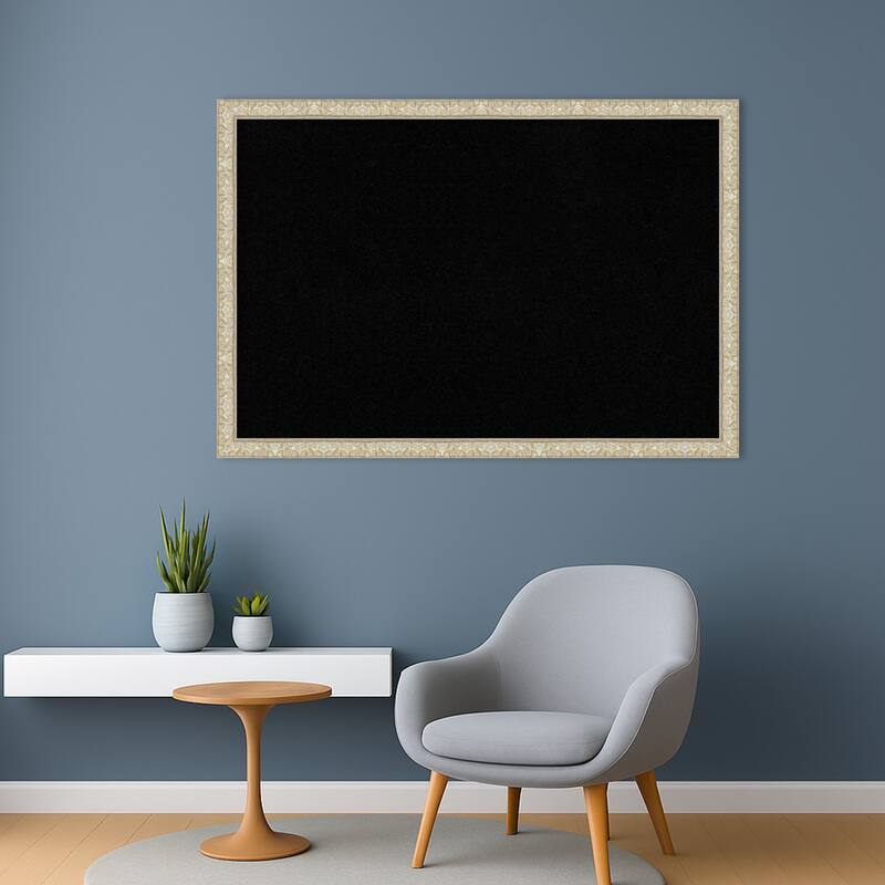 Lila Silver Wood Framed Cork Board - Bulletin Board, Organization Board, Pin Board