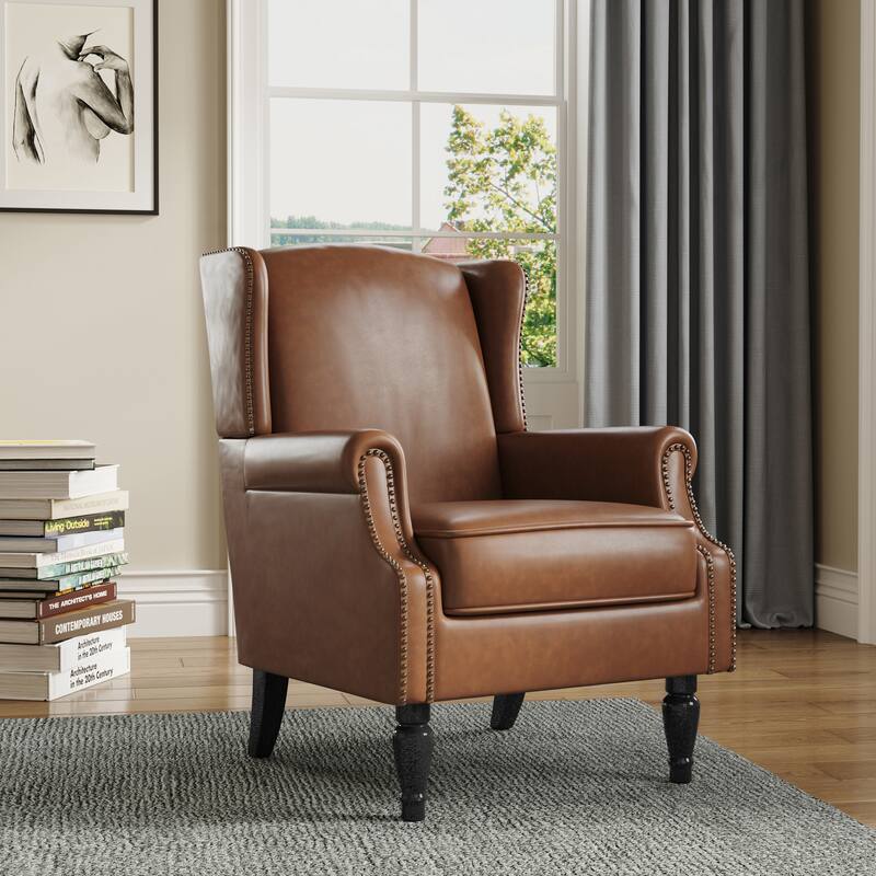 Wingback Accent Chair Nailhead Trim Living Room Reading Chair