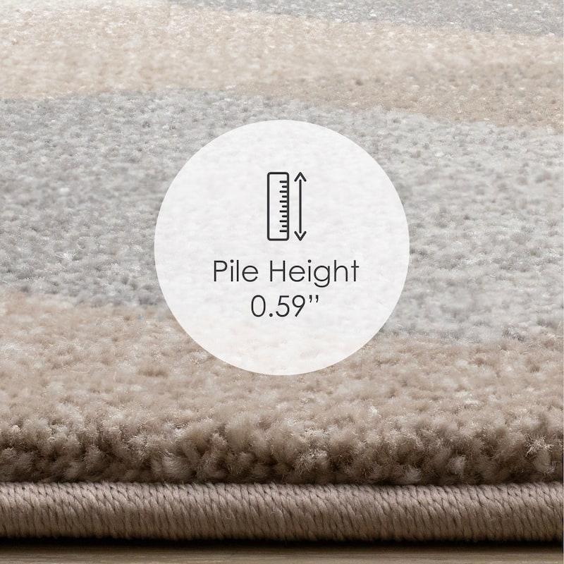 Taupe Beige Grey White Shattered Geometric Dense High-Traffic Rug