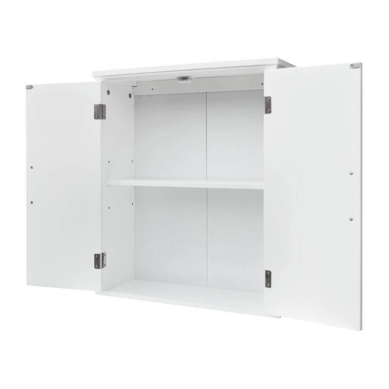 Teamson Home Removable Wall Cabinet with Beadboard Doors & Adjustable Shelf, White Storage for Bathroom, Kitchen or Laundry Room