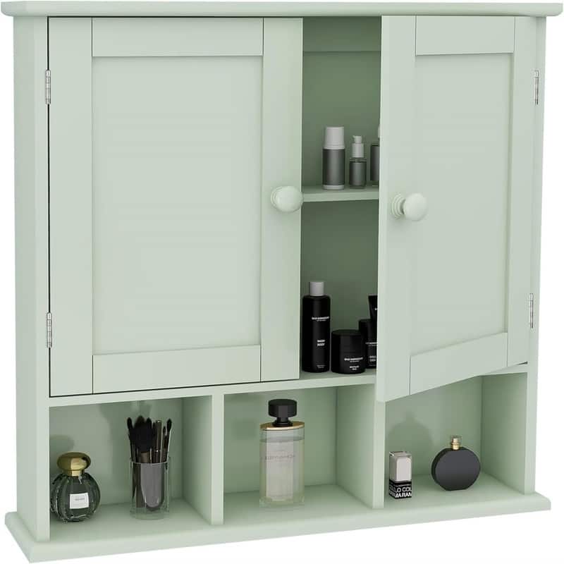 Bathroom Wall Cabinet - 5.1"D x 22"W x 22"H - Green
