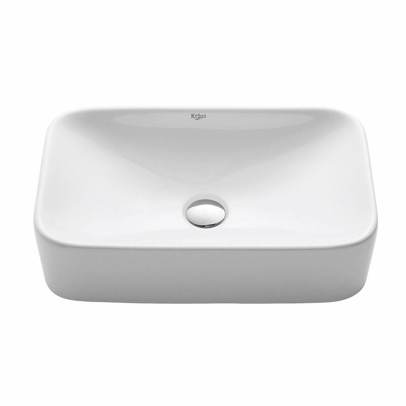 Kraus 19-1/4" Ceramic Vessel Bathroom Sink - Includes Pop-Up Drain
