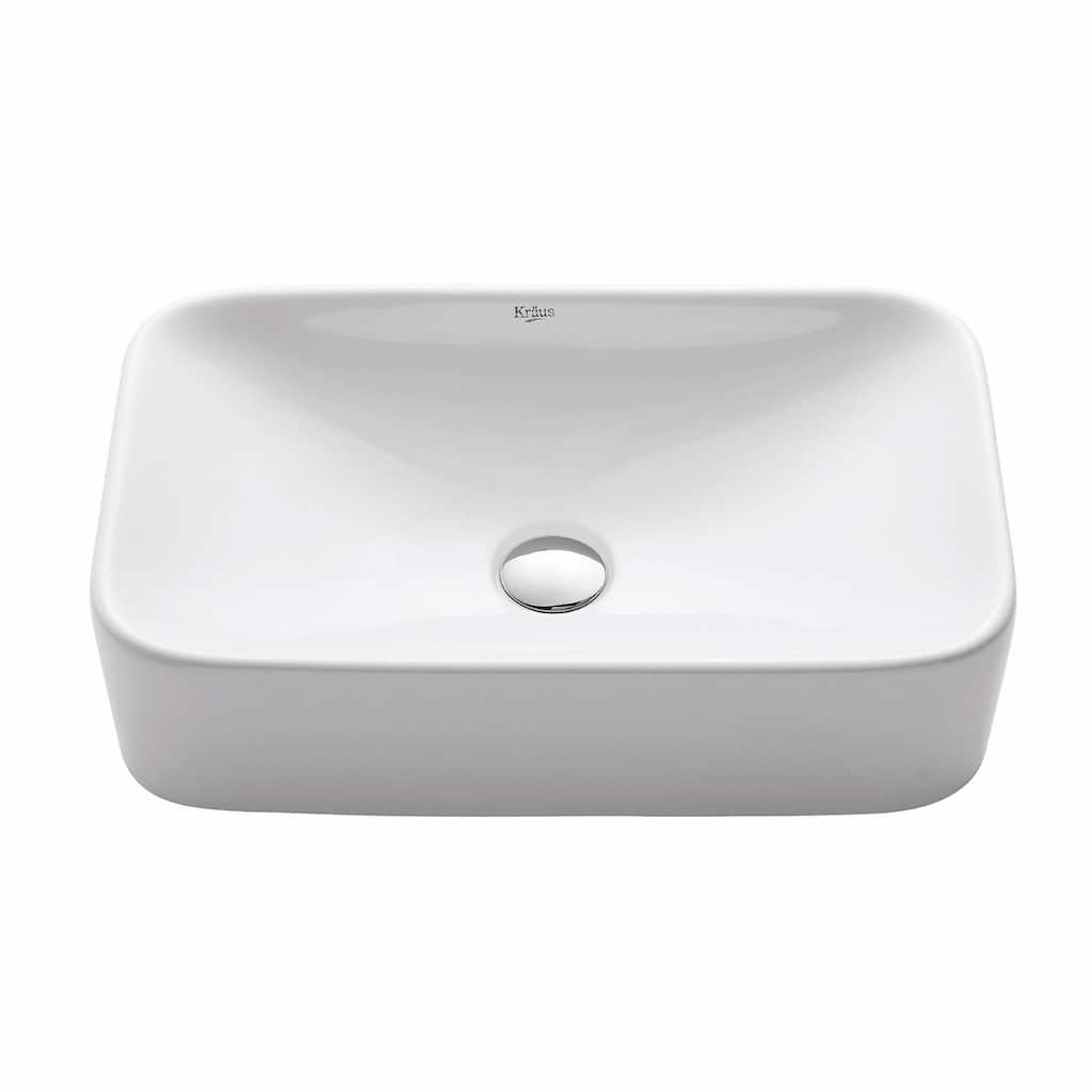 Kraus 19-1/4" Ceramic Vessel Bathroom Sink - Includes Pop-Up Drain