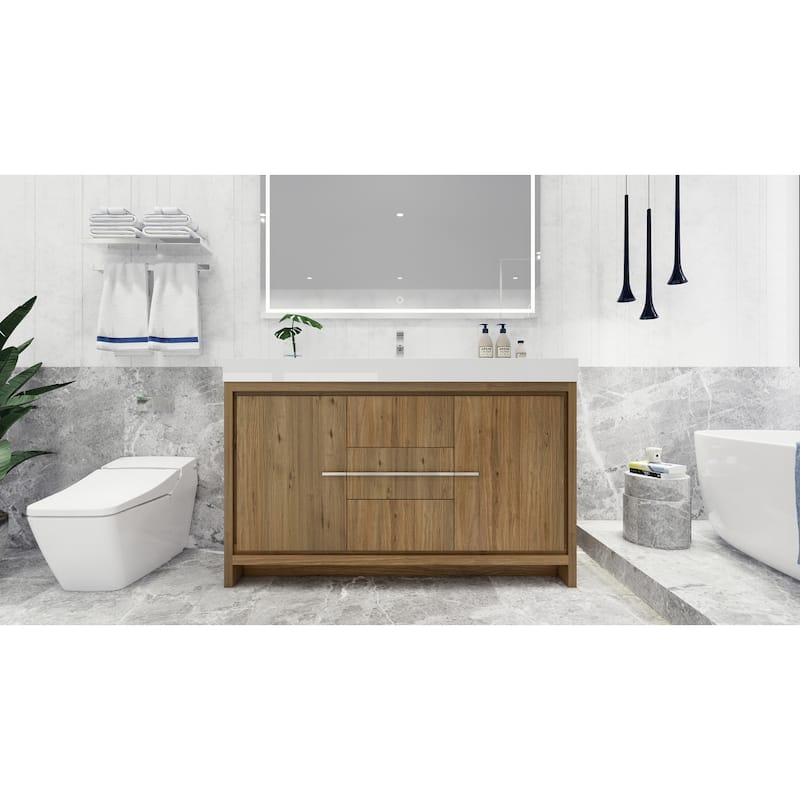 Dove 60'' Freestanding Vanity with Single Reinforced Acrylic Sink