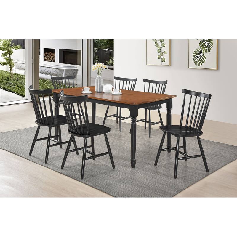 Hollyoak Walnut and Black Rectangular Dining Set
