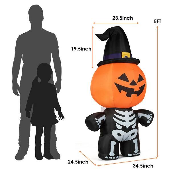 Shop Gymax 5ft Inflatable Capped Pumpkin Skeleton Lantern
