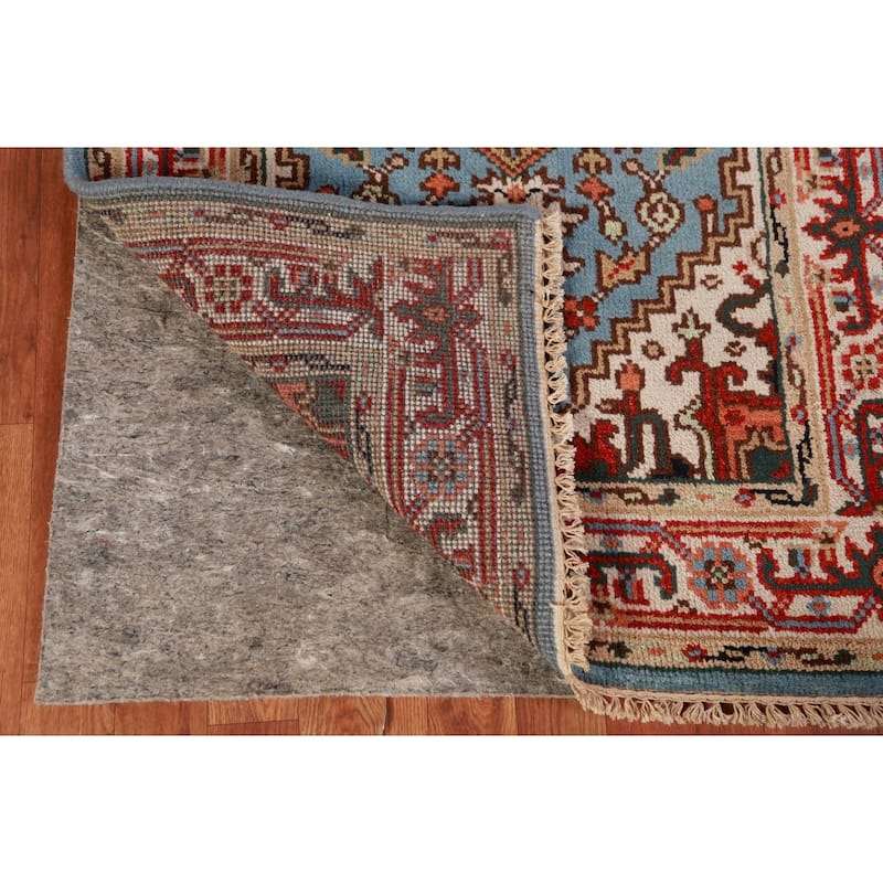 Light Blue Heriz Serapi Indian Foyer Rug Hand-Knotted Wool Carpet - 3'0"x 5'1"