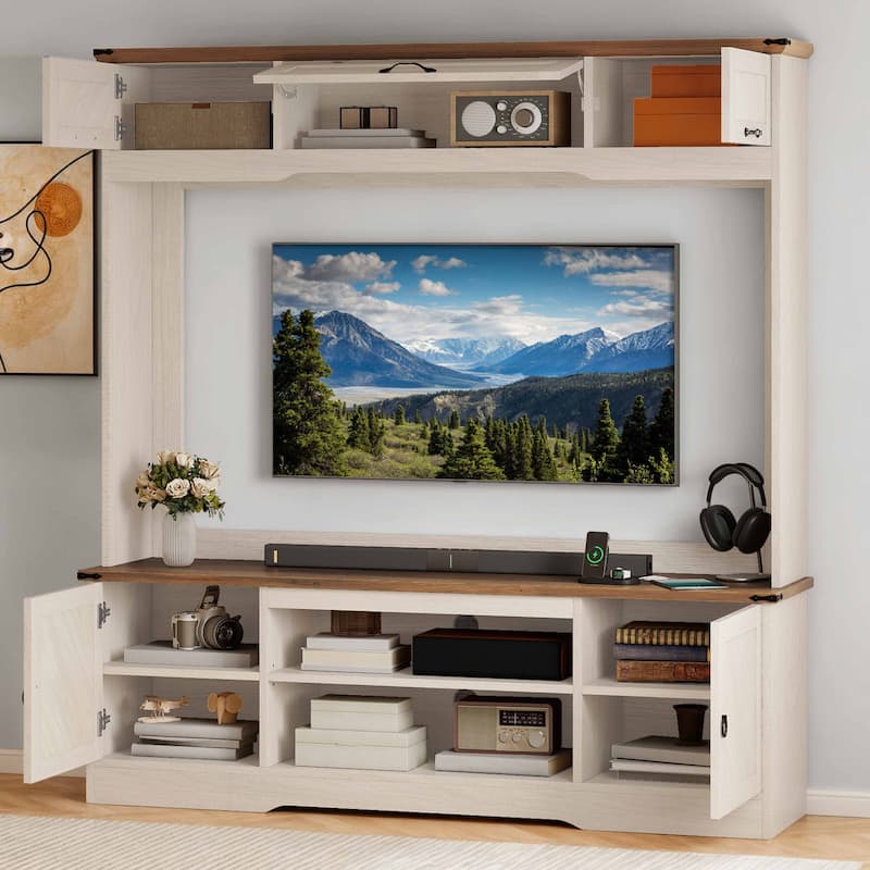 Moasis Vintage TV Stand with Power Outlet for 65" TVs