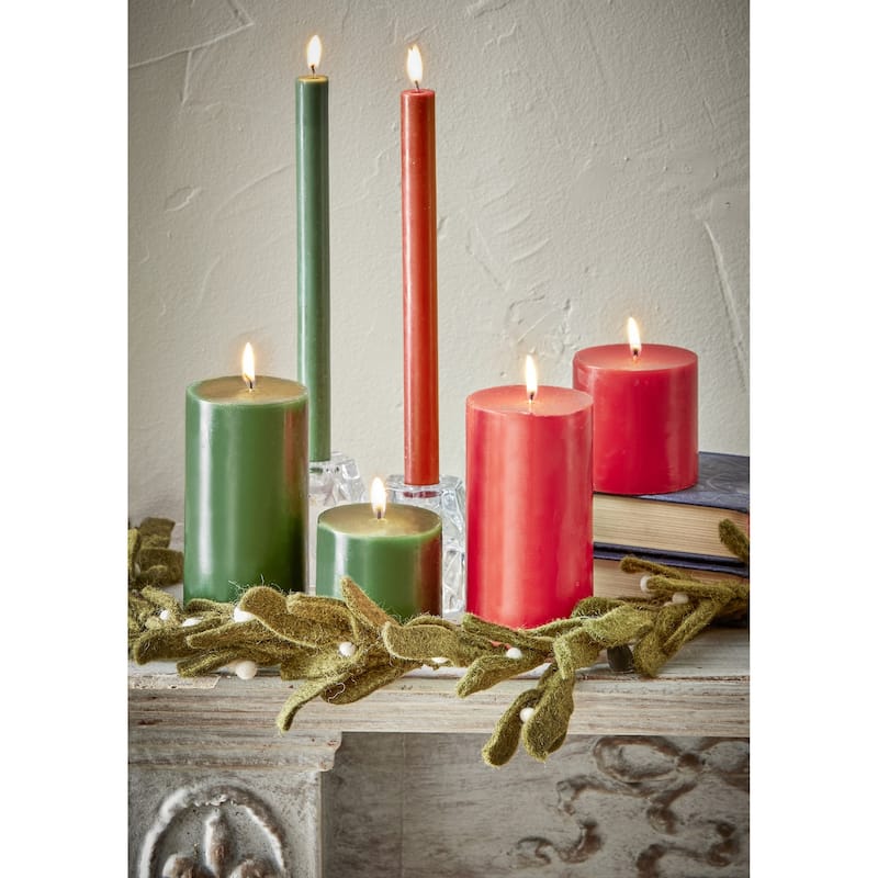 3X3 Paraffin Wax Pillar Dark Green Burn Time 30 Hours