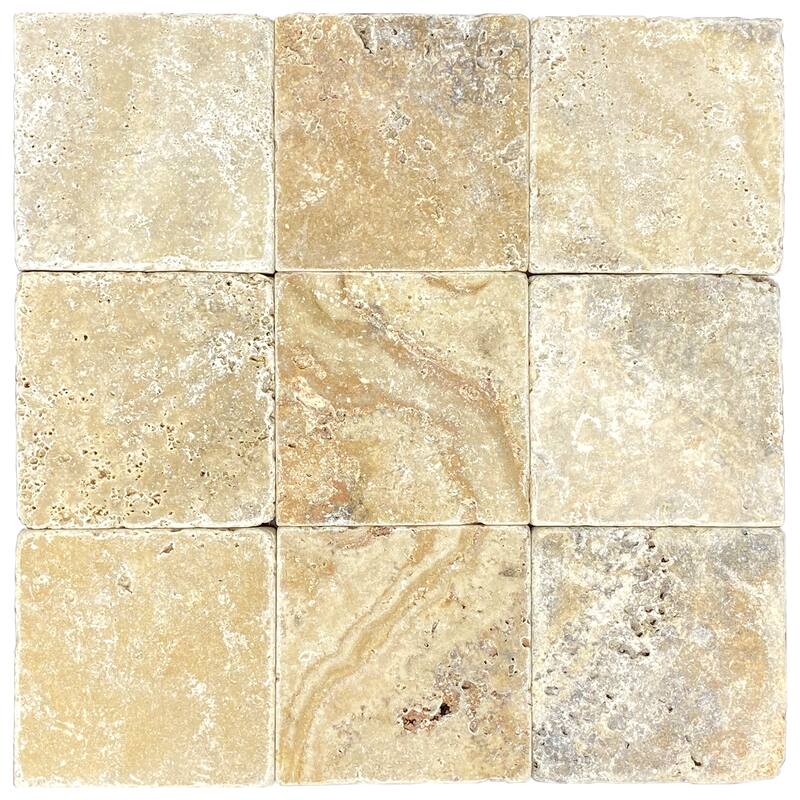 Rustic Desert Travertine 4" x 4" Tumbled Tile