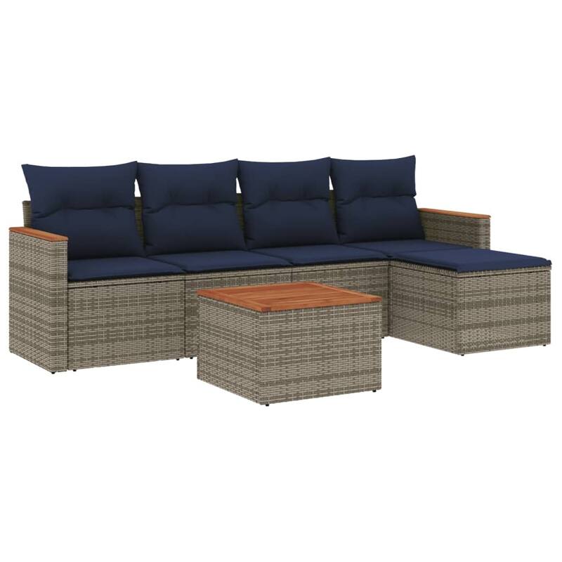 vidaXL Patio Sofa Set with Cushions Outdoor Conversation Furniture Poly Rattan - 21.7x 24.4x 27.2