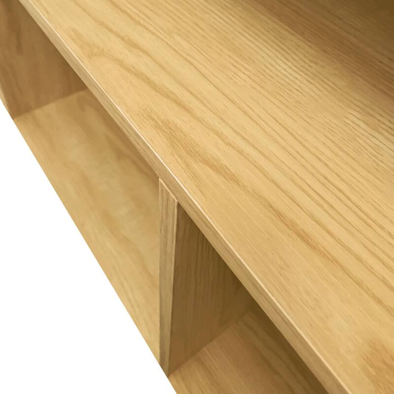 Multifunctional Design Computer Desks, L-Shape Corner Desk with Multiple Storage, Oak
