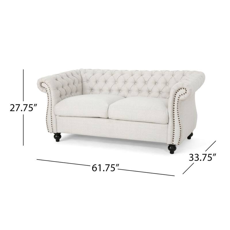 Button-Tufted Fabric Loveseat Sofa with Nailhead
