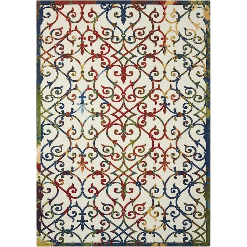 Nourison Geometric Trellis Indoor/ Outdoor Area Rug