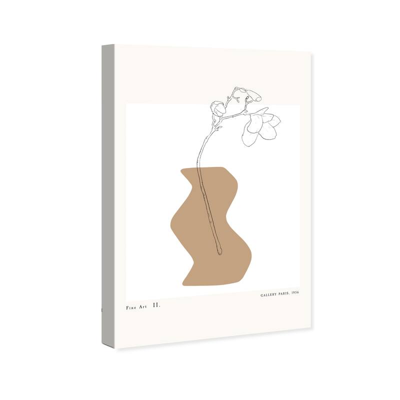 Wynwood Studio Canvas Floral and Botanical Curved Pottery and Flowers Brown and Tan Modern & Contemporary Wall Art Canvas Print