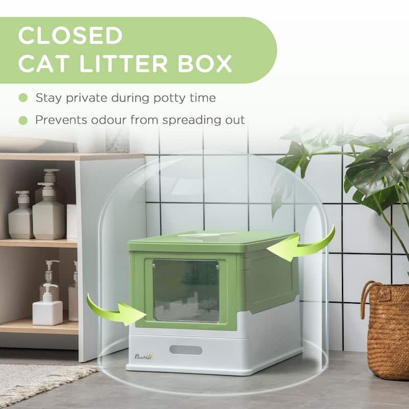 PawHut Fully Enclosed Cat Litter Box with Scoop