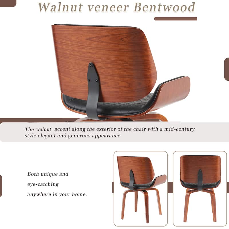 Swivel Bar Stool Dining Chairs Accent Chairs with PU Leather Upholstery and Wood Frame, Set of 2