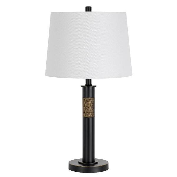slide 2 of 5, 26 Inch Metal Table Lamp, Dimmer, Fabric Shade, Bronze, Black - 30.9 L X 14 W X 26 H