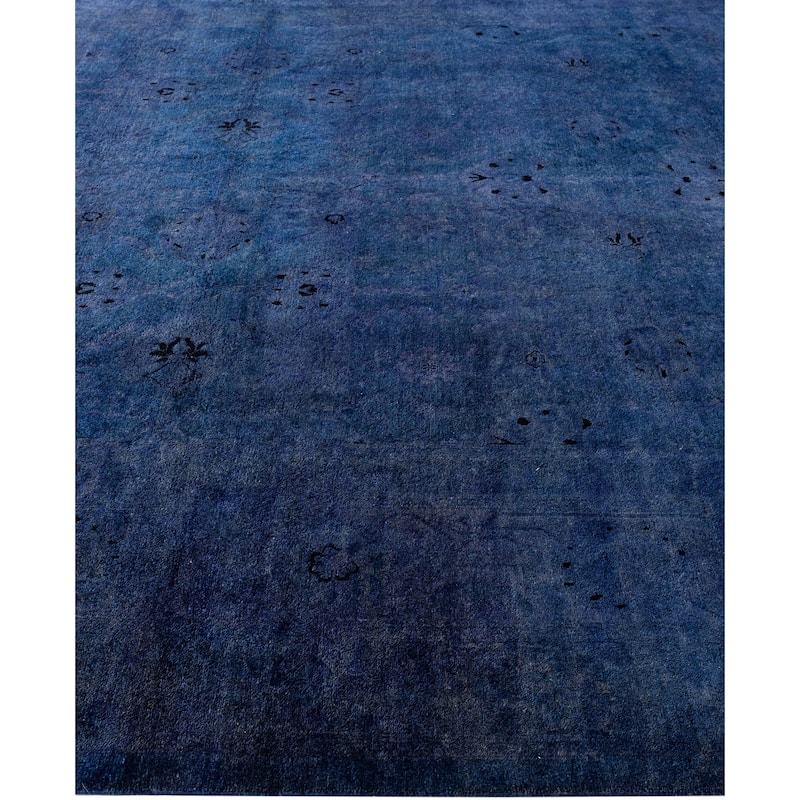 Overdyed One-of-a-Kind Hand-Knotted Square Area Rug - Blue - 7' 10" x 8' 1"