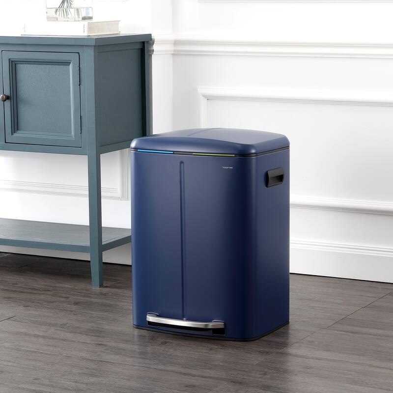 happimess 10.6-Gallon Double Bucket Trash Can with Soft Close Lid