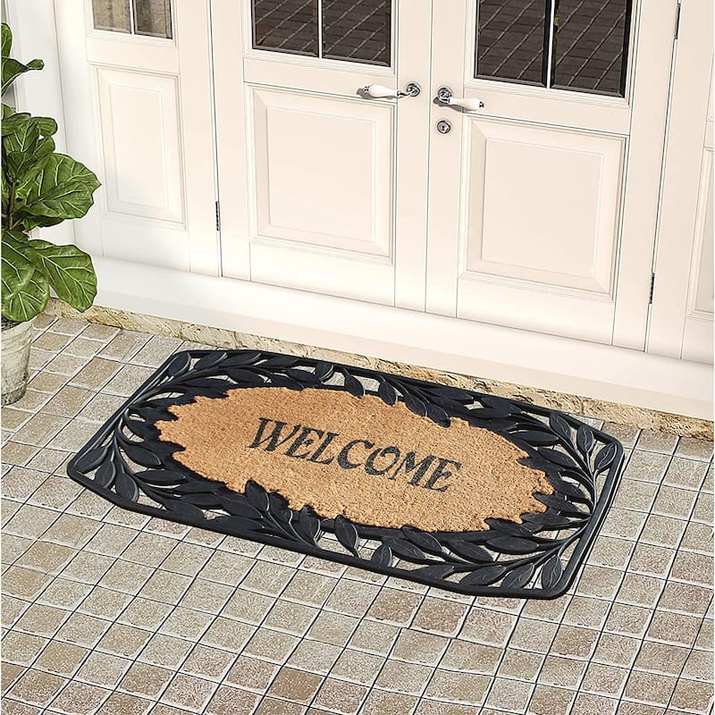 A1HC Rubber/ Coir Brush Welcome Doormat 23" X 38", Mesh Border