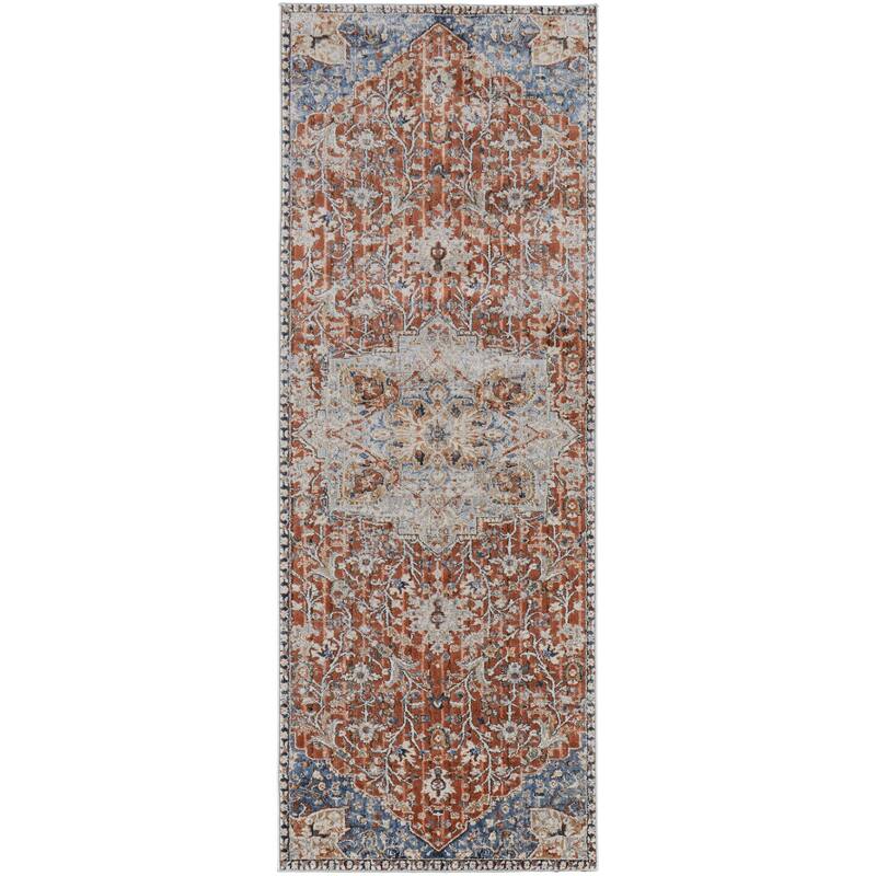 Frencess Medallion Bohemian & Eclectic Area Rug - 2'-6" x 8' - Orange