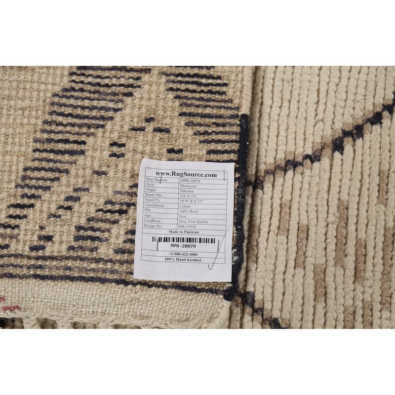 Trellis Moroccan Area Rug Hand-Knotted Wool Carpet - 6'11"x 10'9"